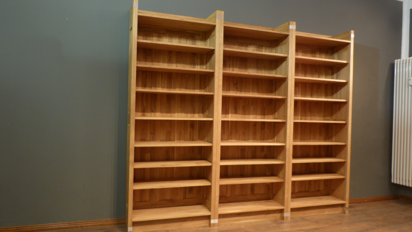 Drei EINSPLUS Bücherregale, 230x90x35cm, massiv Eiche Drei EINSPLUS Bücherregale, 230x90x35cm, massiv Eiche