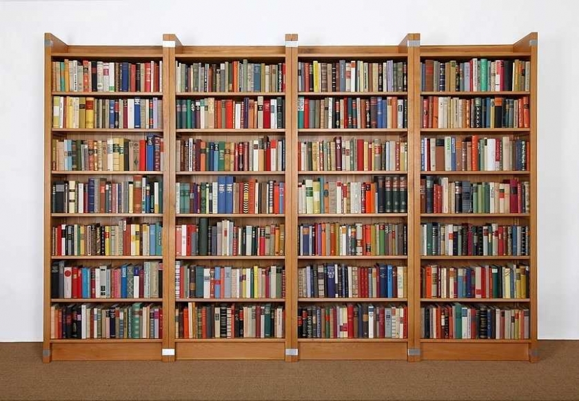 4 Regale Eiche als Bücherwand mit Büchern