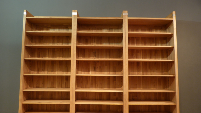 Drei EINSPLUS B&uuml;cherregale, 230x90x35cm, massiv Eiche